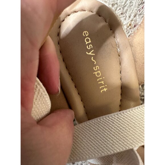 Easy Spirit Womens Floral Espadrille Meza Wedge Sandals 9 Beige/Fabric Upper NEW - Picture 3 of 7